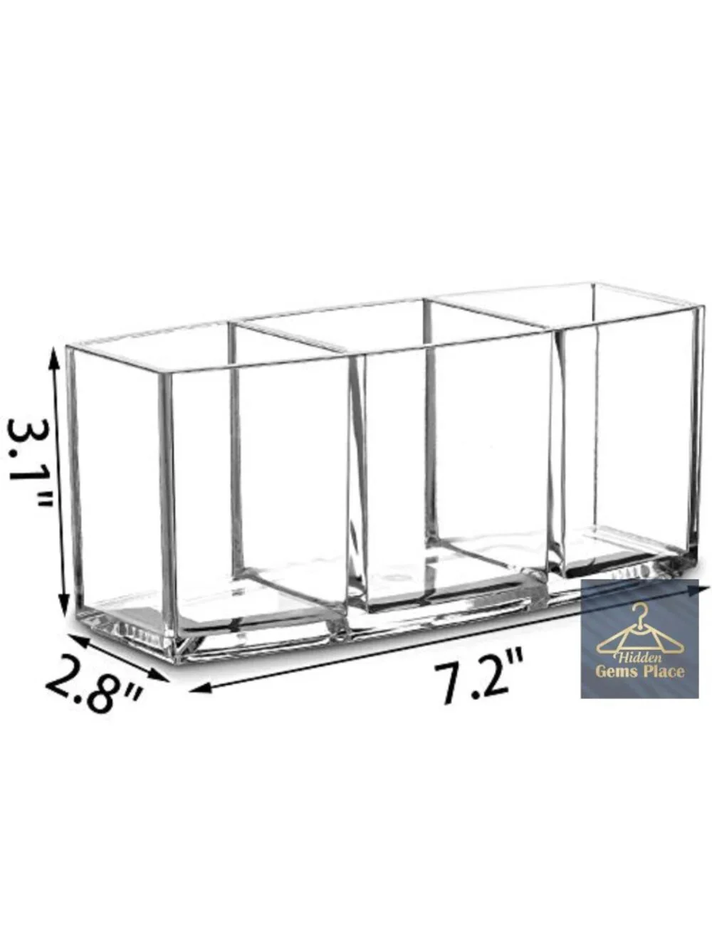 Acrylic Makeup Brush Organizer Holder Clear Cosmetic Brushes Storage 3 Slots